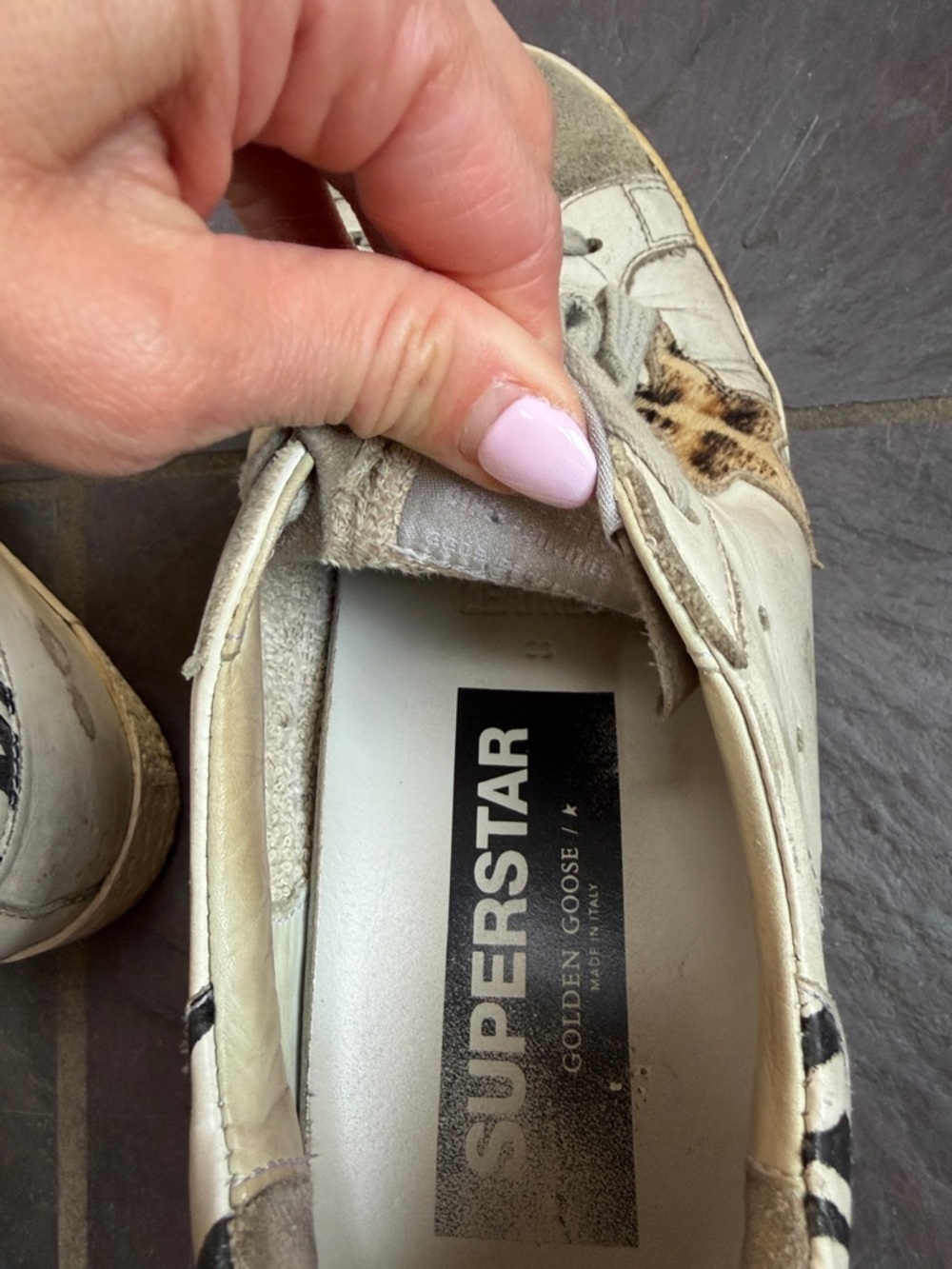 Golden Goose White and Leopard Accent Super-Star Sneaker - Picture 10 of 10